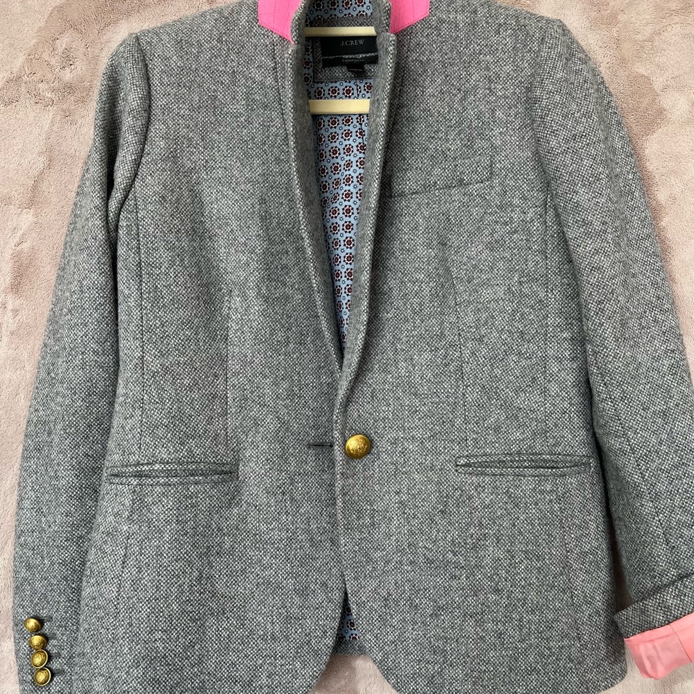 J.Crew Gray Blazer with Pink Accents